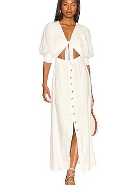 Free People white Tie-Front Button String of Hearts Maxi Dress - small